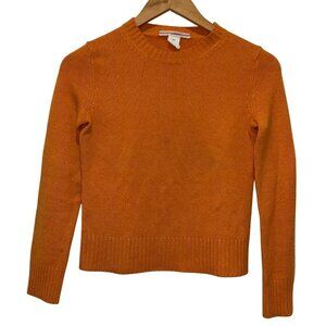 J. Crew Orange Cashmere Crewneck Long Sleeve Pullover Sweater Women's Size PXS